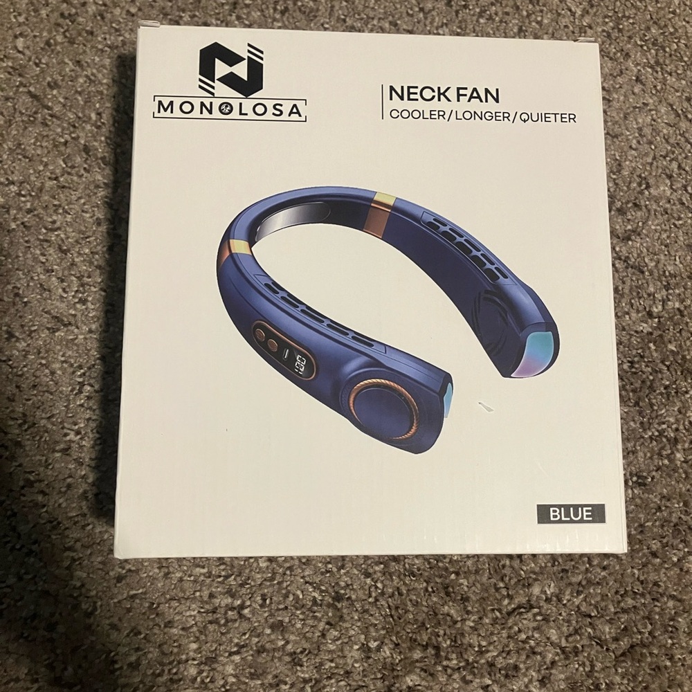 Blue Wearable Neck Fan